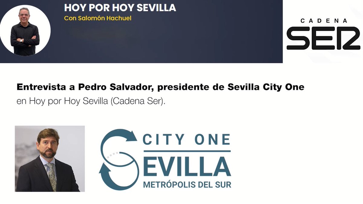 Salomón Hachuel entrevistó🎙️ayer a Pedro Salvador Albiñana, Presidente de Sevilla City One, que fue ayer tema de arranque en el programa Hoy por hoy Sevilla de @RadioSevilla sevillacityone.com/entrevista-en-…

#somossevillacityone #hoyporhoysevilla