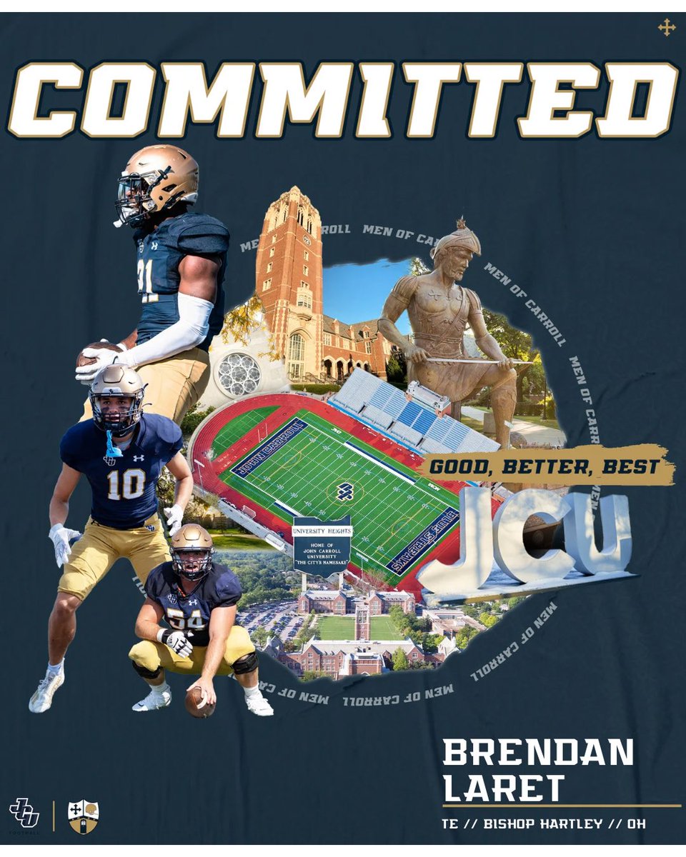 Brendan Laret #86 (@brendanlaret) on Twitter photo I’m extremely happy to announce that I’m committing to John Carroll. I can’t wait for the next four years! I want to thank everyone who helped me make this decision! #committed <a href="/FBCoachTJ/">Travis James 🇺🇸</a> <a href="/MacAustin_/">Mac Austin</a> <a href="/Jeff_Behrman/">Jeff Behrman</a> <a href="/HartleyFootball/">Hartley Football</a> I’m extremely happy to announce that I’m committing to John Carroll. I can’t wait for the next four years! I want to thank everyone who helped me make this decision! #committed <a href="/FBCoachTJ/">Travis James 🇺🇸</a> <a href="/MacAustin_/">Mac Austin</a> <a href="/Jeff_Behrman/">Jeff Behrman</a> <a href="/HartleyFootball/">Hartley Football</a>