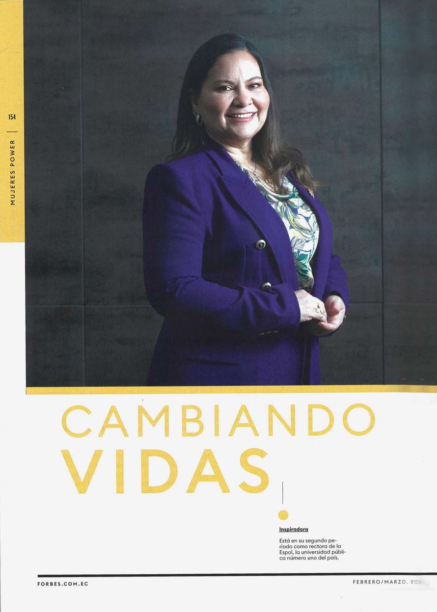 espol's tweet image. #ESPOLenlasNoticias

@forbesecuador entrevistó a nuestra rectora, Cecilia Paredes, para conocer su historia y como llegó a ser la primera mujer en liderar la #ESPOL. Lee la entrevista completa en la versión impresa y digital de Forbes Ecuador.