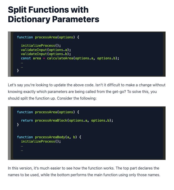 jimmykoppel's tweet photo. Tidying #10 from #tidyfirst
Are you using a dynamic language and you call foo({"argument1": 27, "argument2": 42})
Reading foo, it's now hard to see what the arguments are
Break foo into a foo_inner that uses positional params
(Not using a dynamic language? Ignore this one) https://t.co/EO5KXkvNGR