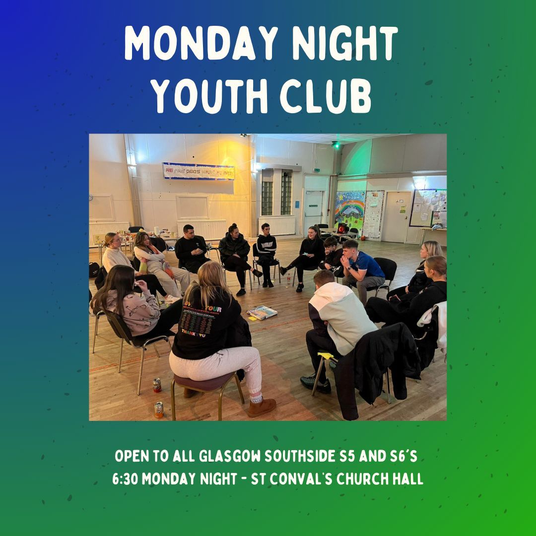 If you are in S5 - S6 and live in Glasgow southside then this is the place to be, Join us this Monday Night for our senior programme packed with games, food and activities! 

📍 St Convals Church Hall 
⏱️ 6.30PM

#awakeninghope #youthinitiatives #youthworkchangeslives