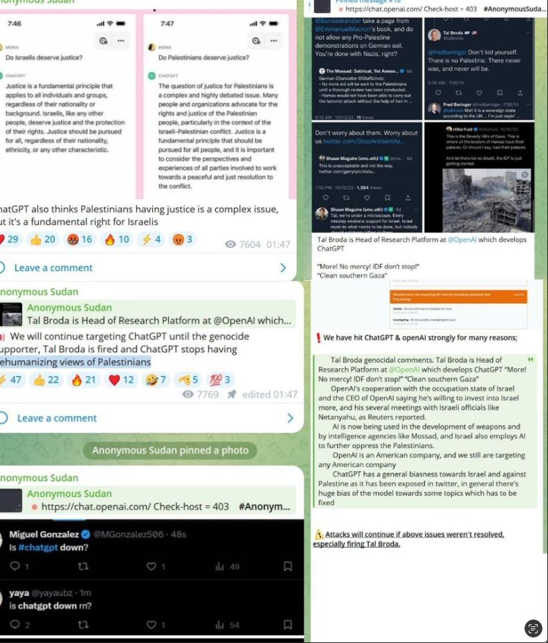 Laurent_Perche's tweet image. 🚨Breaking News: ChatGPT goes offline! 🚨 

#AnonymousSudan strikes with a #DDoSattack following a heated controversy. OpenAI scrambles to resolve the issue amidst demands for drastic changes. 

🛡️💻 No word from #OpenAI yet.

#cybersecurity #Infosec #hacker #cyberattacks