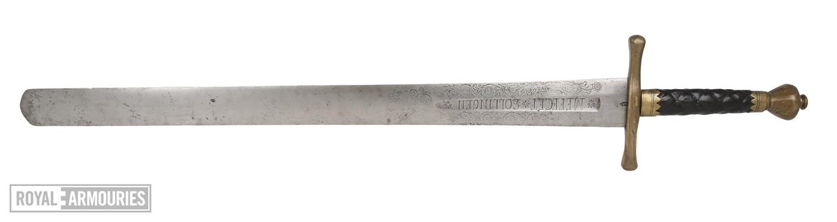 Our first paper in the 'significance of swords' panel sees @robjoneshistory of <a href="/studyabroadbath/">ASE</a> covers the role of civic swords in the high middle ages. This later German executioner's sword (IX.35) similarly acts as both tool and symbol of power.