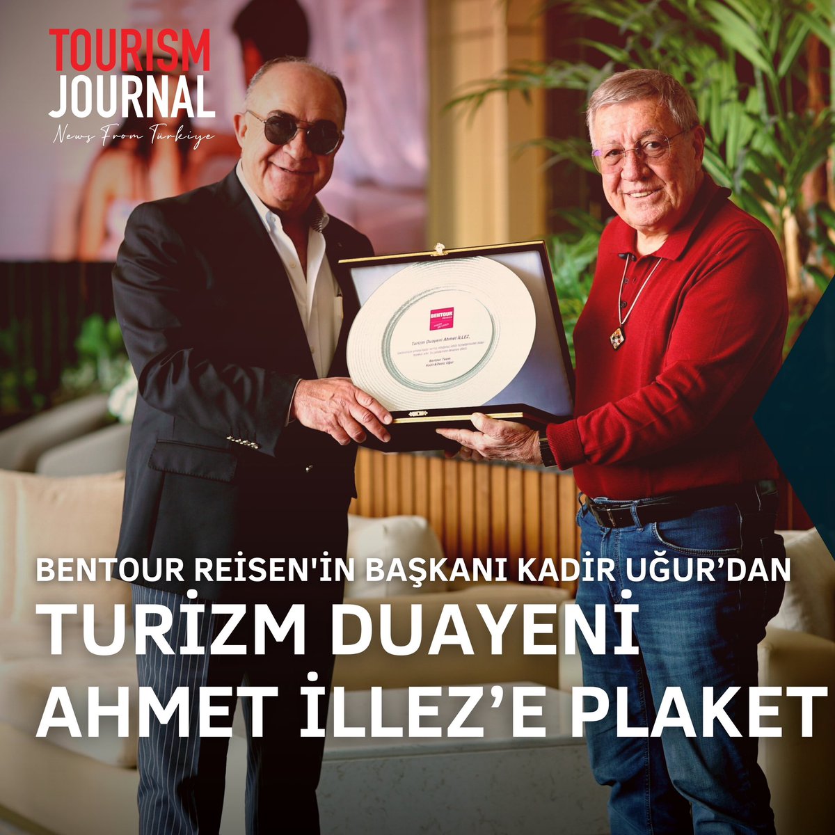 journaltourism1's tweet photo. 📣Turizm sektörünün öncü şirketlerinden Bentour Reisen'in Yönetim Kurulu Başkanı Kadir Uğur, sektöre uzun yıllar boyunca katkı sağlamış olan turizm duayeni Ahmet İllez'e özel bir plaket takdim etti.

🌴Haberin detayları için: https://t.co/V5kXgiDjjb

#TourismJournal https://t.co/wSEcxg2V2N