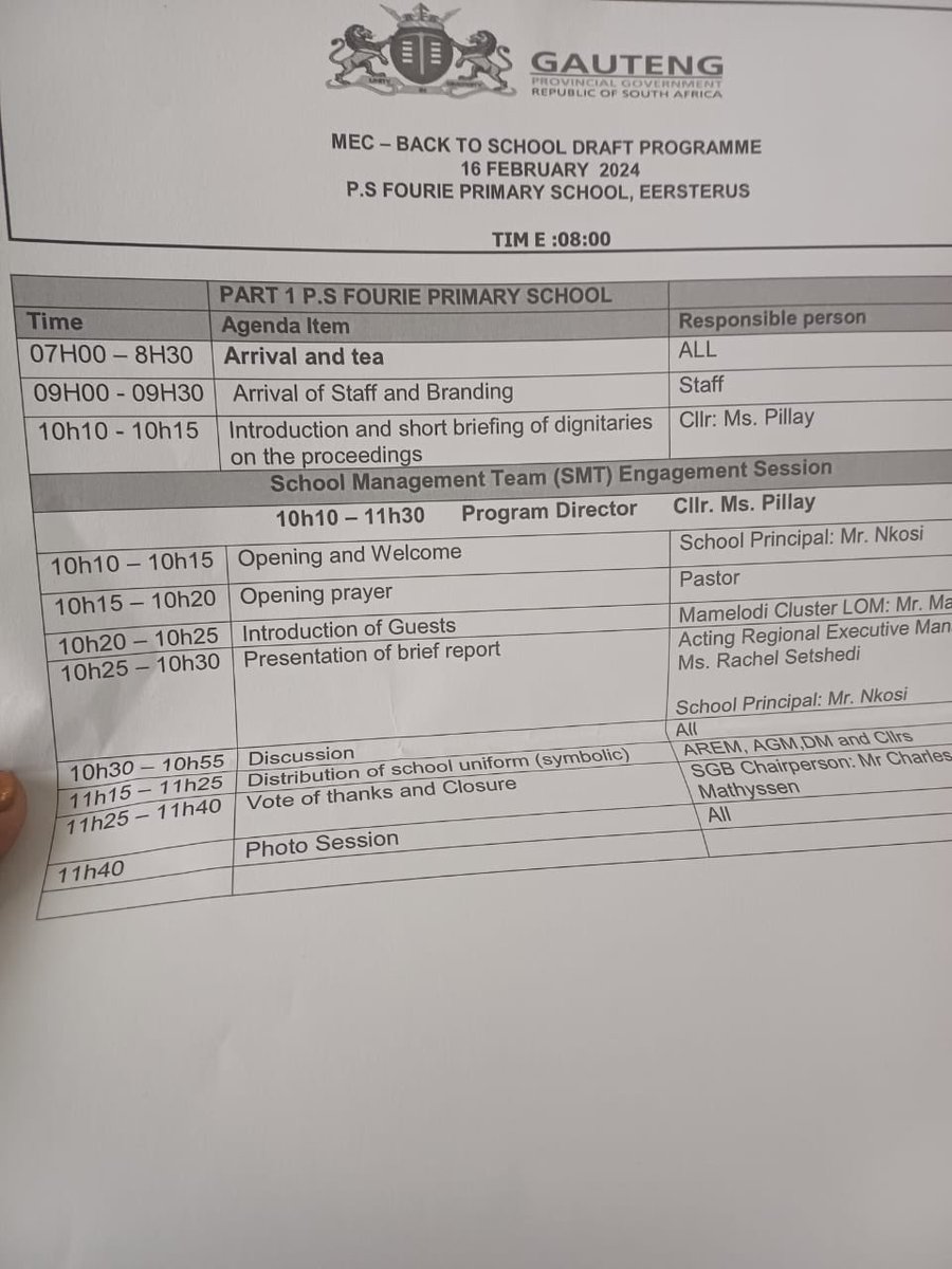 ActionSATshwane's tweet photo. ActionSA Cllr Novina Pillay joins dignitaries this morning at P.S Fourie Primary School, Eersterus, to hand over school uniforms through Eersterust SASSA Office. #LetsFixEducation https://t.co/HUQeafj1cS
