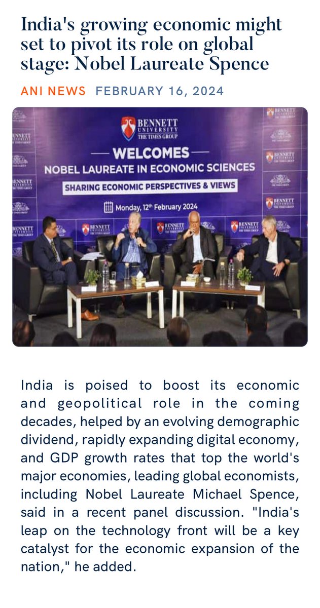 ModiJagdeesh's tweet photo. India's growing economic might set to pivot its role on global stage: Nobel Laureate Spence
https://t.co/q841c4Z9DT

via NaMo App https://t.co/A1SHdAISiX