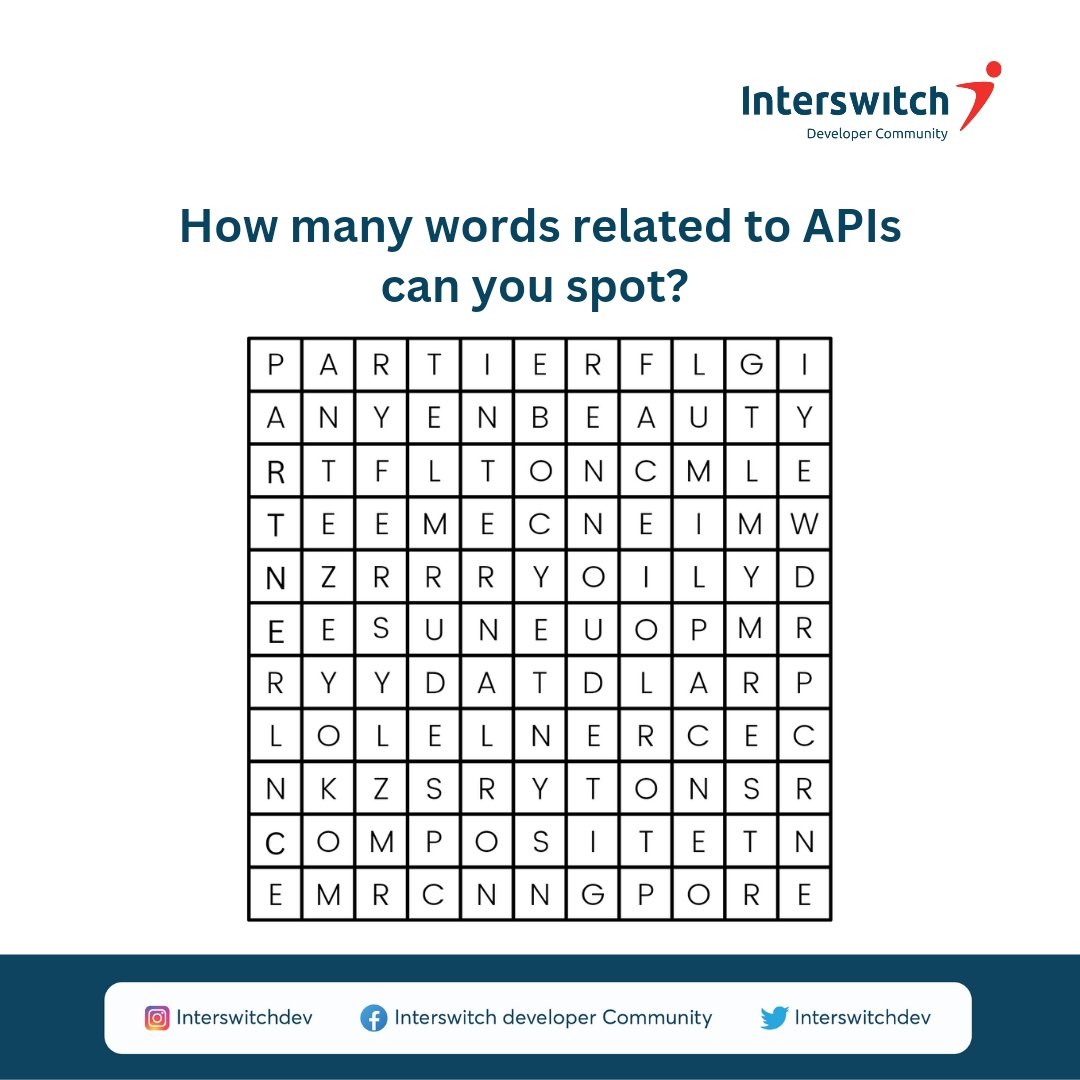 InterswitchDev's tweet image. It's Friday 🎉let's play a game, How many words related to APIs can you see? 👀
#InterswitchDeveloperCommunity
#DeveloperCommunity
