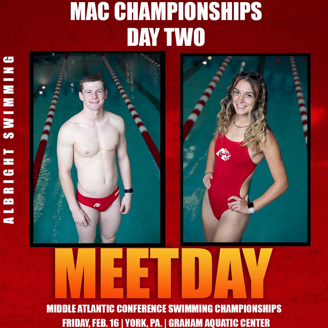 .<a href="/AlbrightSwim/">AlbrightCollegeSwim</a> looks to build off their impressive day one on day two of the MAC Swimming Championships! 🏊‍♀️🏊 #LetsGoLions 🦁 

#NCAASwimming | #NCAAD3