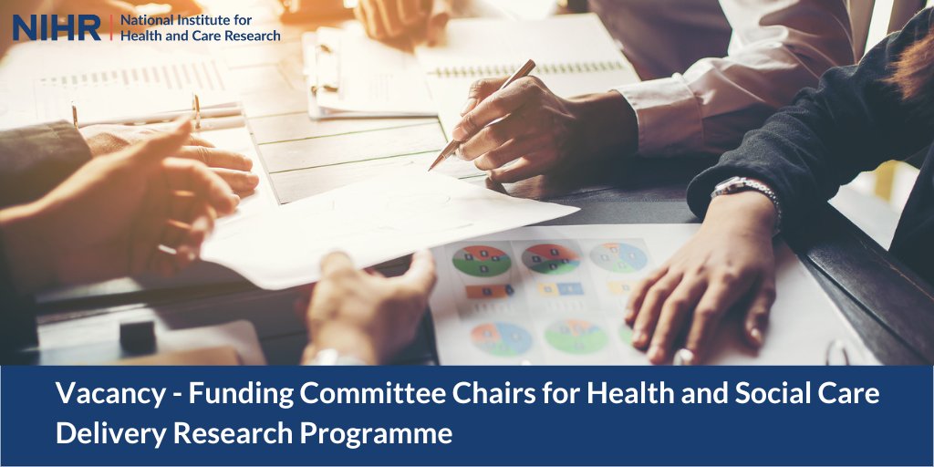 Could you help shape an innovative and growing NIHR programme? Our HSDR programme is seeking to appoint two Chairs to join and lead its funding committees. nihr.ac.uk/committees/pro… Applications close on Thursday 29th February 2024.