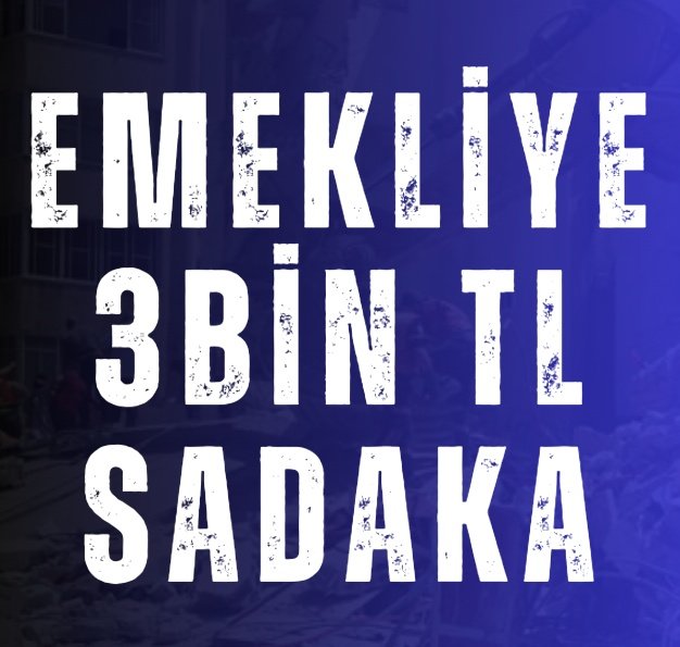 Sadaka niteliğinde açıklanan Bayram İkramiyesini kabul etmiyoruz

Bir parmak bala razı olmayacağız

Emekliye yapılan bu Saygısızlığı affetmeyeceğiz

Önceliğimiz 12BinTL Seyyanen Zamdır
#Emekliye3binTLSadaka
#EYTnin5BinKısmiMücadelesi
#SeçimiEmekliBelirleyecek
<a href="/RTErdogan/">Recep Tayyip Erdoğan</a> <a href="/Akparti/">AK Parti</a>
