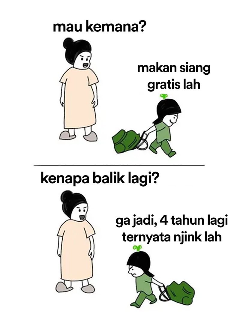 alfnlsmna's tweet photo. Kasian pendukungnya udah ngarep dapet makan dan susu gratis taunya nunggu 2029 itupun di akhir jabatan 😂

OKE GAS OKE GAS pendukungnya di kibuli 🤭 https://t.co/cekeM1ZDCX