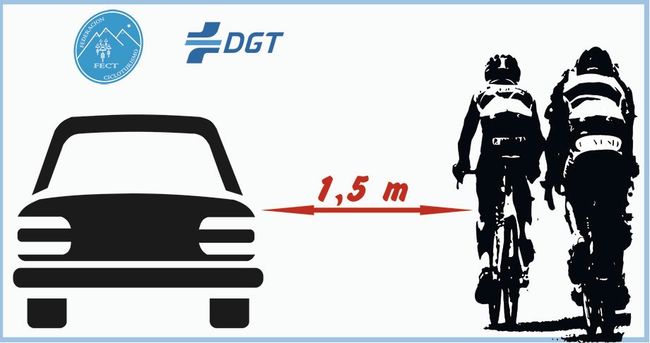 policia's tweet photo. Adelantar a un ciclista 🚴‍♂️ en la #carretera puede generar tensión, dudas y una situación de riesgo...

Mantén la distancia mínima de #seguridad ↔️ 1,5 metros

Encima de cada  #bicicleta hay un padre, un hermano, una hija, un amigo... UNA VIDA 💕

#SeguridadVial https://t.co/YDliHi3ol8