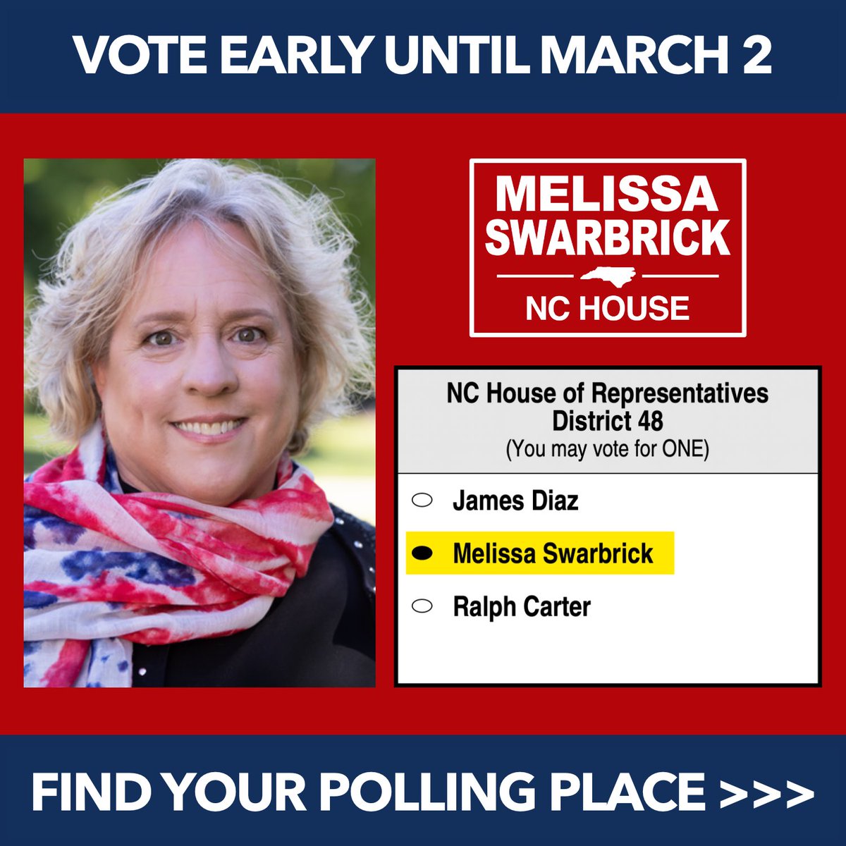 Swarbrick4House's tweet photo. We came close to flipping #NCGA House District 48 for Republicans last cycle, and we're well positioned to complete the mission this year.

We can't do it alone, we need your help. Vote now through March 2 at an Early Voting site near you. #ncpol https://t.co/kJbz99JPsL