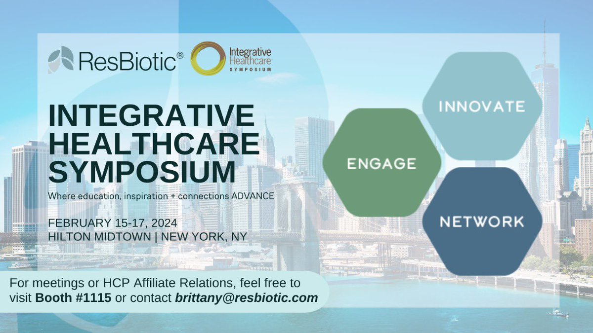 resbiotic's tweet photo. 🌟 @ResBiotic team is thrilled to attend @IHSymposium this week!
📍 Booth 1113 - explore our innovative solutions - #resB and #prebeet - that stand at the intersection of research and real-world health benefits
📧 Join our HCP Network? Email brittany@resbiotic.com
#IHSNY24 https://t.co/cYFWht7AEK