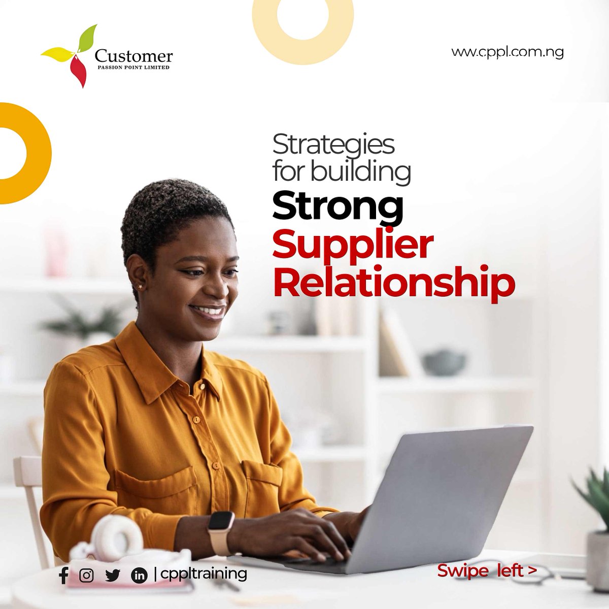 cppltraining's tweet image. As a procurement officer, discover 4 strategies for building strong supplier relationships

1. Communication and Transparency
2. Relationship Development
3. Collaboration and Partnership
4. Conflict Resolution

Follow for more

#procurementmastery #trainingalert #cppltraining