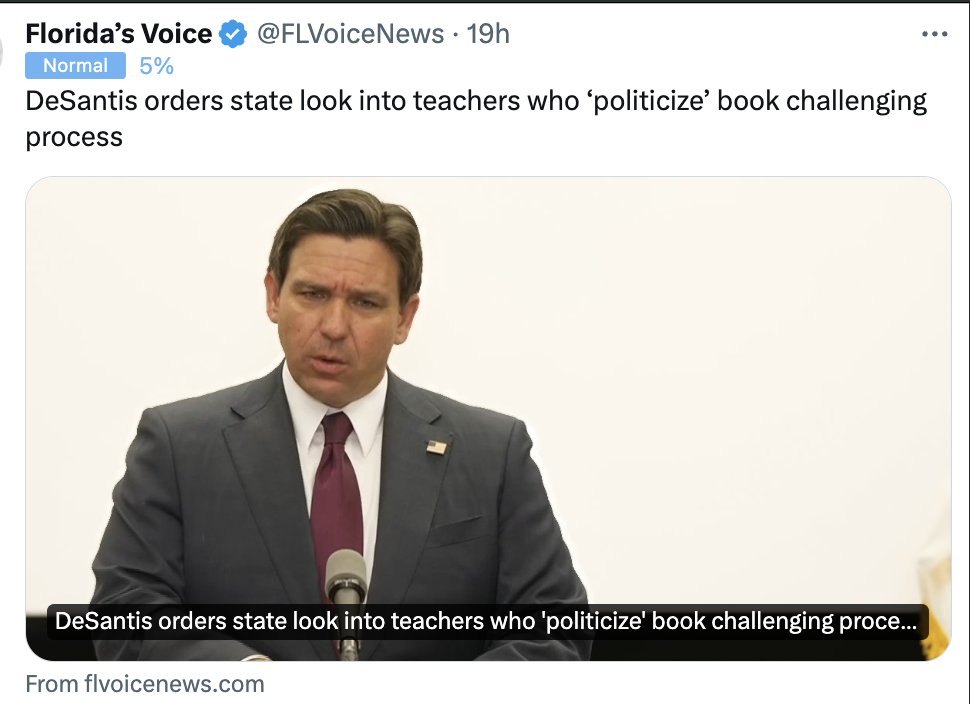 While standing in front of a sign that says book bans are a hoax...
DeSantis says he's going to go after teachers who challenge book bans.

The problem with Ron running his mouth?
He trips over his own tongue.

#InclusionCreatesBelonging
#DemCastFL #ProudBlue #ONEV1
