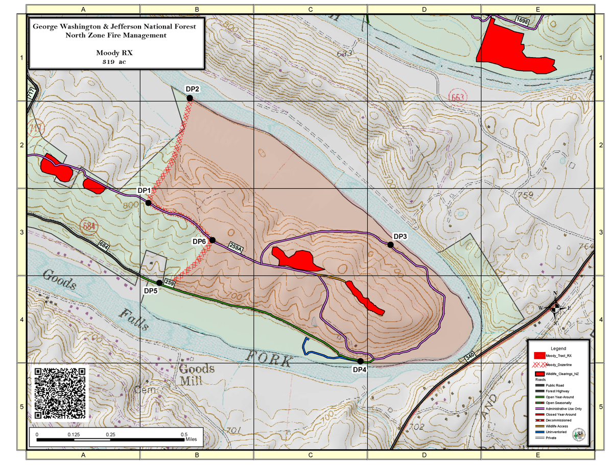 If conditions allow, Fire Managers plan to ignite a prescribed burn of 405 acres on the Seakford Fields and Moody tracts in Page County, VA this afternoon. Residents of Luray and Bentonville may see and smell smoke.