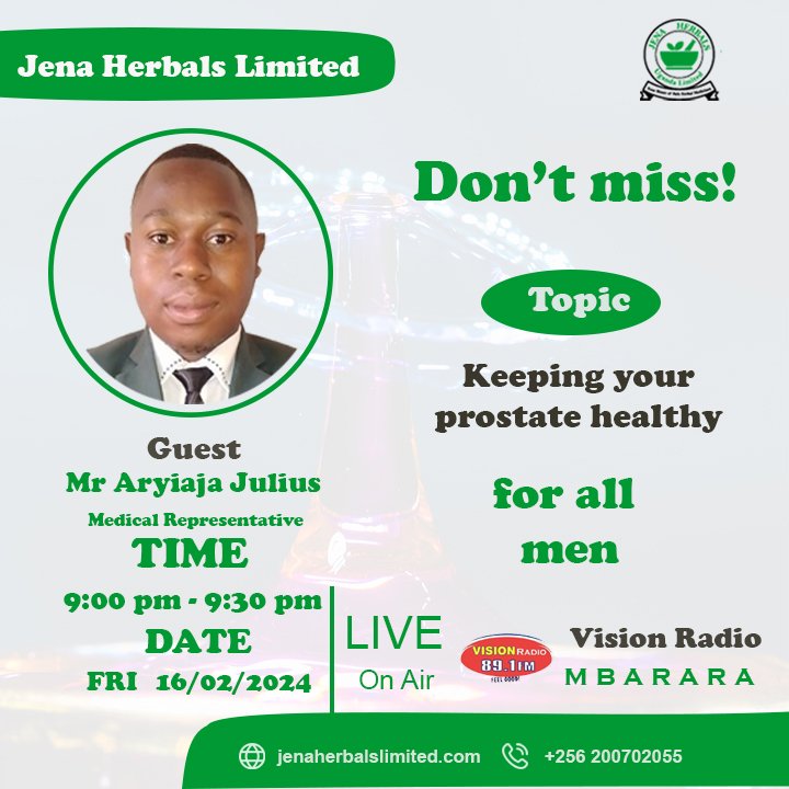 jenalifeug's tweet photo. Join us tonight at 9pm on Vision Radio as Mr. Julius shares valuable insights on how to maintain a healthy prostate. Don't miss out on this important discussion! #health #prostatehealth #VisionRadio #Mbarara https://t.co/TwMvBZ1A1R