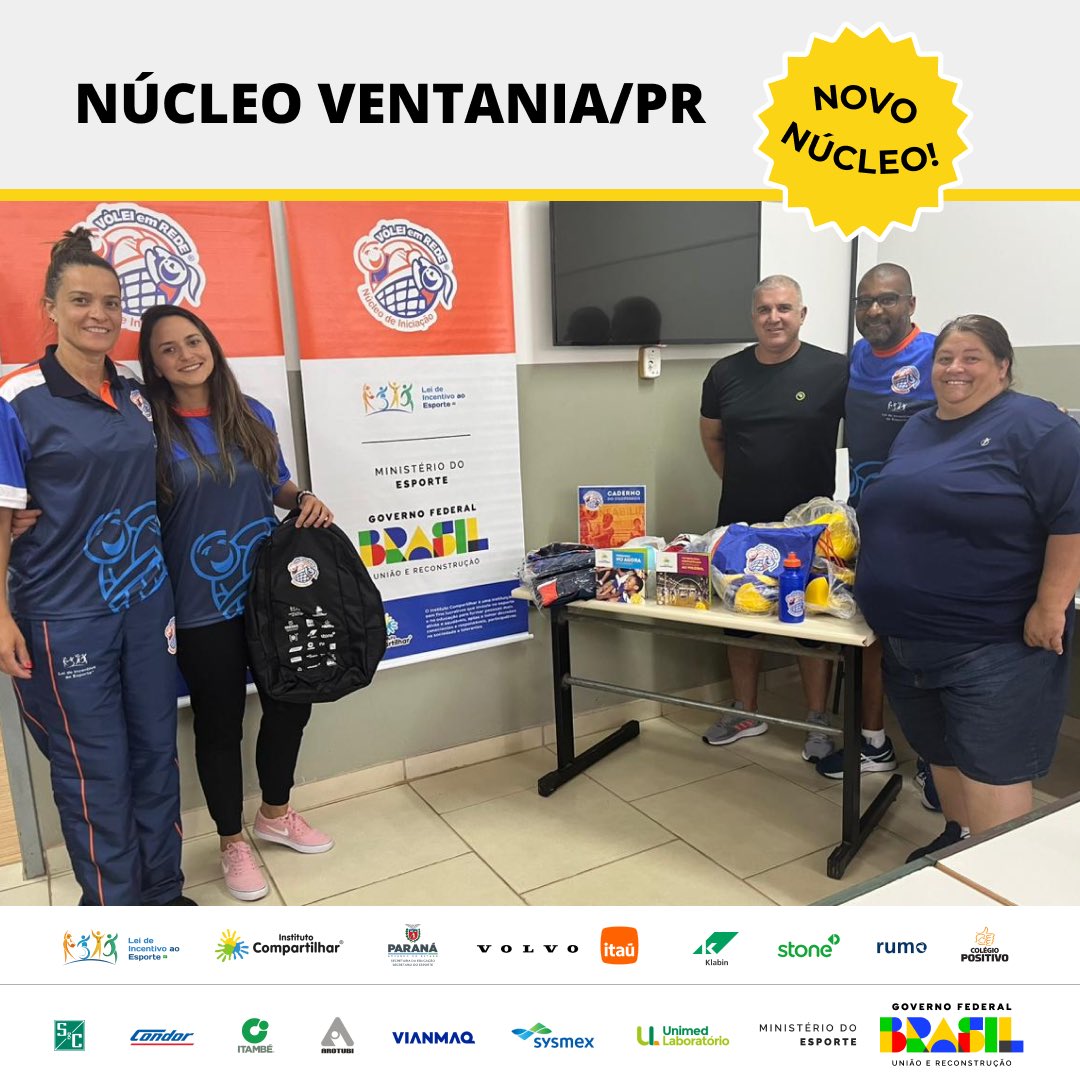 Compartilhar's tweet photo. O município de Ventania, no Paraná, recebe este ano um Núcleo do Projeto Vôlei em Rede, do Instituto Compartilhar! Os beneficiados serão alunos do Colégio Estadual Alberto Silva Paraná que poderão aprender de maneira gratuita sobre o esporte no contraturno de suas aulas 🏐 https://t.co/TI8pP0TGVy