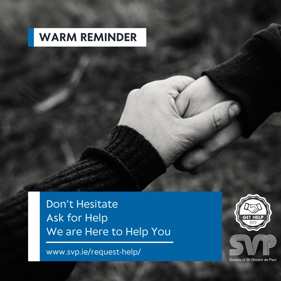 SVP_Ireland's tweet image. Need Assistance?
Contact SVP locally svp.ie/offices or online svp.ie/requesthelp or call us on +353 1 884 8200
#requesthelp #help #helponline