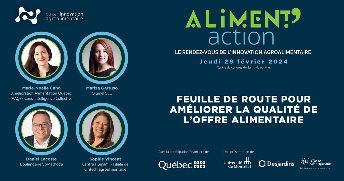 AgroQuebec's tweet photo. 𝗟𝗲 𝗿𝗲𝗻𝗱𝗲𝘇-𝘃𝗼𝘂𝘀 𝗾𝘂𝗲́𝗯𝗲́𝗰𝗼𝗶𝘀 𝗱𝗲 𝗹’𝗶𝗻𝗻𝗼𝘃𝗮𝘁𝗶𝗼𝗻 𝗮𝗴𝗿𝗼𝗮𝗹𝗶𝗺𝗲𝗻𝘁𝗮𝗶𝗿𝗲 #ALIMENTACTION - 29 février 2024 – 8 h 30 à 19 h https://t.co/57FaxH6wSB @St_Hyacinthe @andrelamontagn2 @mncano @UMontreal @economie_quebec @MinFitzgibbon @ITAQofficiel https://t.co/xN9zznqUaD