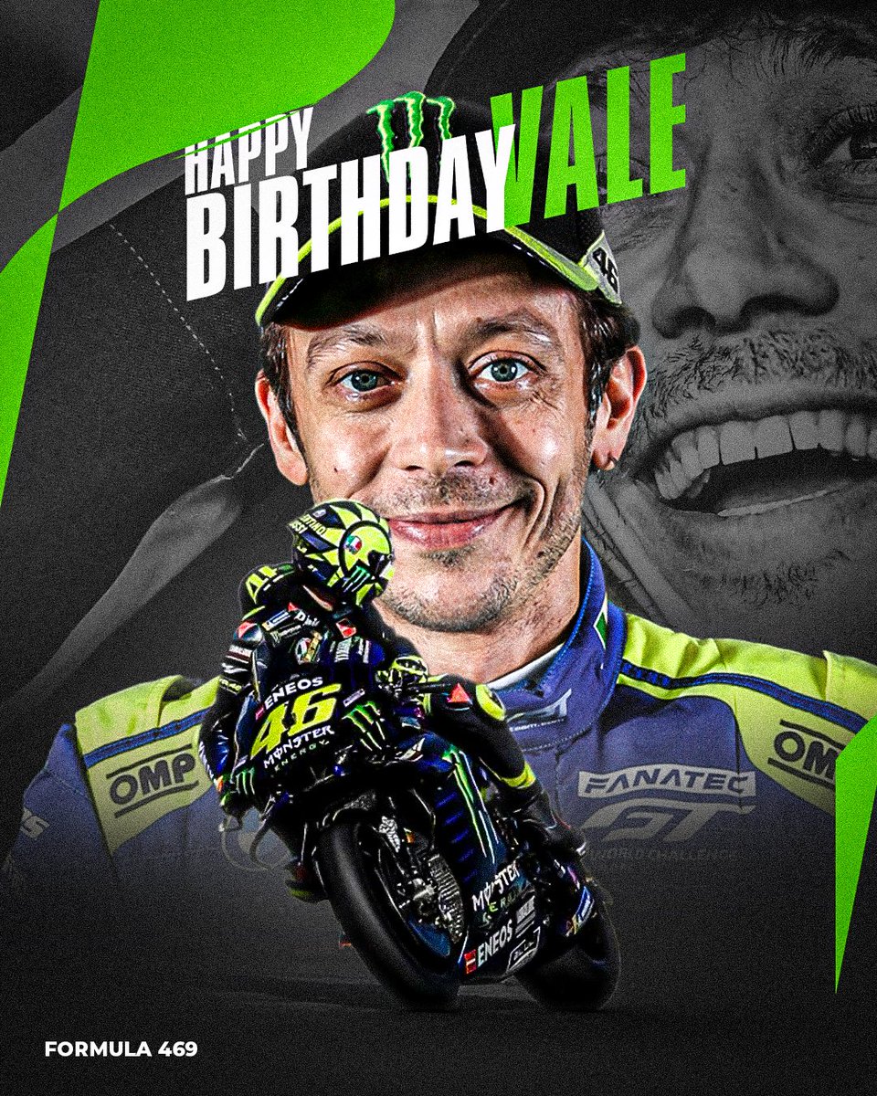 469_Motorsports's tweet photo. 🎉 Wishing a wheelie wonderful birthday to the legend on two wheels! 🏍️💚 #HappyBirthdayVale! Today, we celebrate the career of a motorsport icon who's always raced his way into our hearts with his unstoppable spirit and infectious smile. 🌟

From countless podium finishes to unforgettable championship victories, your journey inspires passion and dedication both on and off the track. 🏆

Here's to the man who turned every lap into a masterpiece and every race into a story. May your new year be as thrilling and full of adventure as your races. Keep revving and living life in the fast lane! 🥳 🐐

#HappyBirthday #TheDoctor #MotoGP #RacingLegend #Birthday #GOAT #ValentinoRossi #VR46 #ValeYellow #Vale #469Motorsports