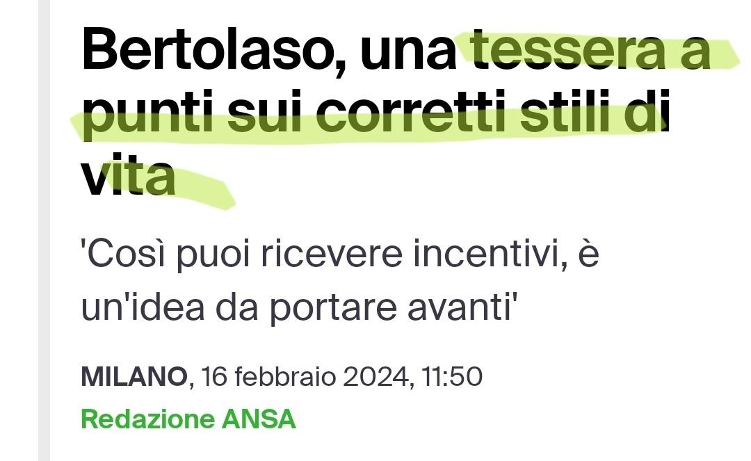 Stiamo gradualmente arrivando al punto in cui toglieranno diritti con le tessere a punti. Si chiama sistema del credito sociale ed è l'avanguardia del capitalismo della sorveglianza