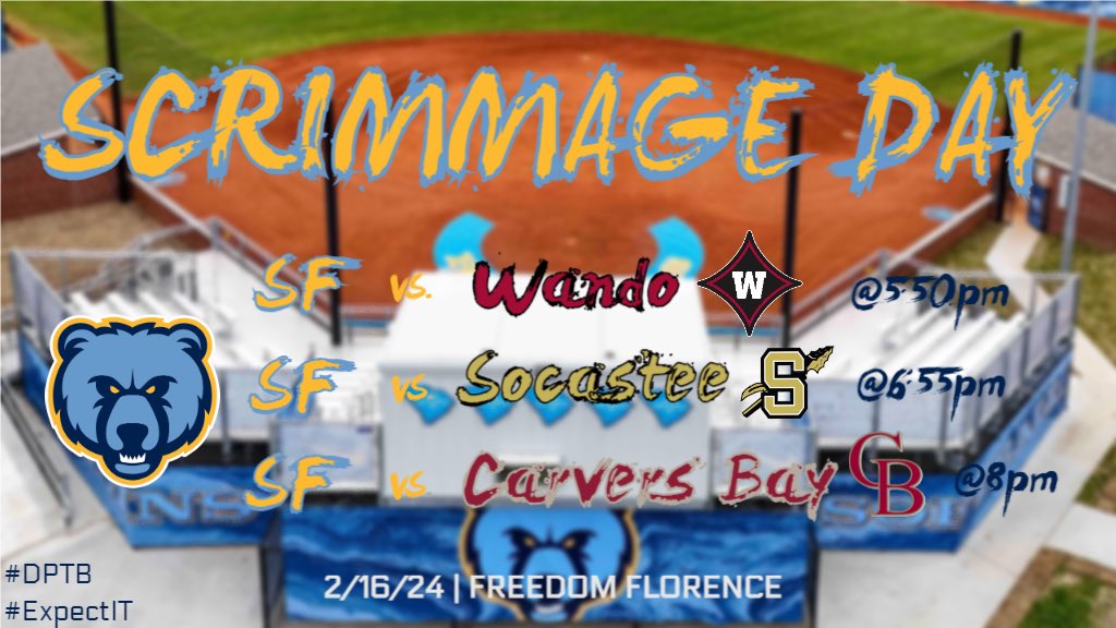 Scrimmages at Freedom Florence Sports Complex tonight. 8 fields playing with 16 teams participating. This is our schedule.