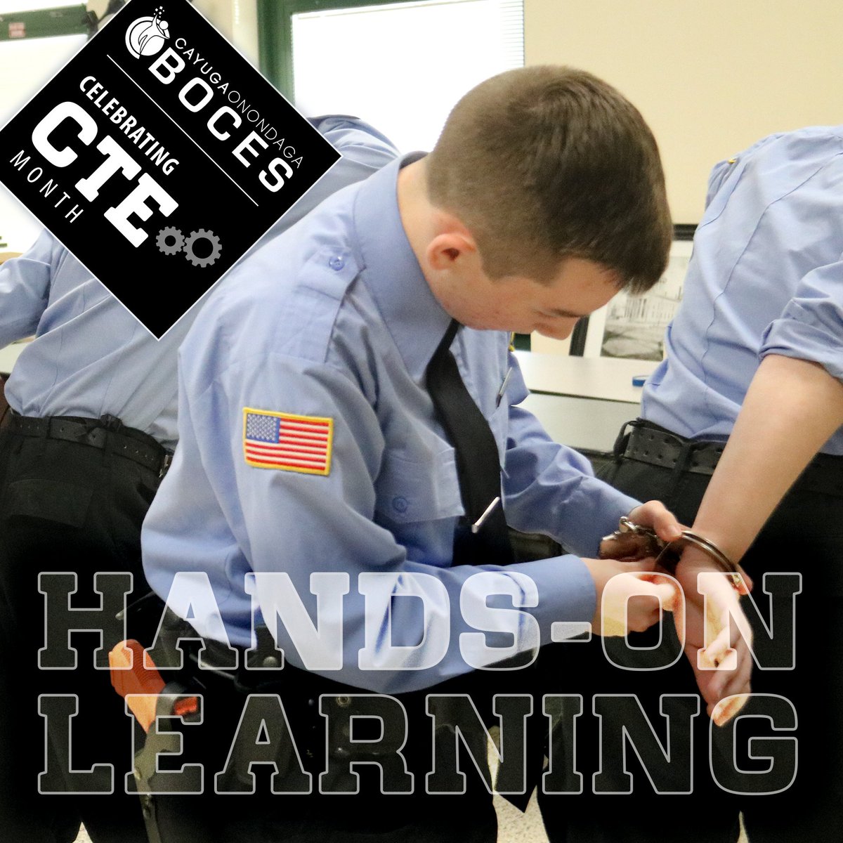 Our Criminal Justice program is full of hands-on learning opportunities! Students practice handcuffing, criminal takedown tactical training, fingerprinting, and self-defense. To learn more, visit: cayboces.org/Page/164 #CTEMonth