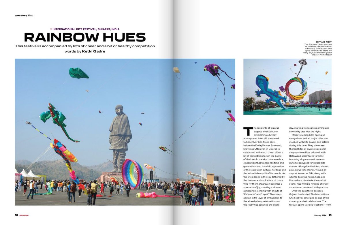 For this month's <a href="/airindia/">Air India</a>'s in-flight magazine Namaste AI, I write about #Uttarayan and International Kite Festival! If you are flying Air India this month, catch my cover story. <a href="/GujaratTourism/">Gujarat Tourism</a> 

namasteaimagazine.com/emagazine/air-…