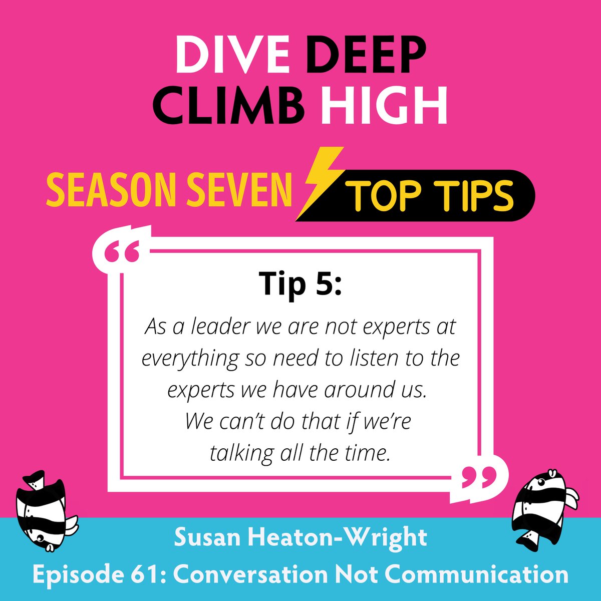 Here's the next top tip that stood out for me in Season 7 of the Dive Deep Climb High podcast with Susan Heaton-Wright @superstarcomms Learn how to have more productive conversations and own your space. 🎧Listen at: bit.ly/DDCHPodcast #Conversation #LeadershipDevelopment