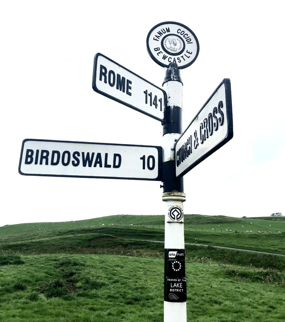 SBlandfo's tweet photo. Sign at #Bewcastle in #Cumbria (including its #Roman name, Fanum Cocidi - the shrine of the native god Cocidius) for #FingerpostFriday https://t.co/4c7QG25vtM