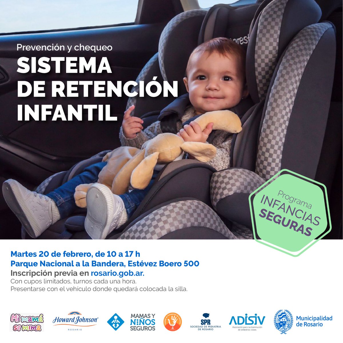 Participá de una jornada de asesoramiento sobre la instalación y verificación correcta de la silla de auto para niñas y niños 🚗👶👧

❗️Se entregarán butacas infantiles nuevas.

La actividad es con inscripción previa en bit.ly/inscripcionSRI