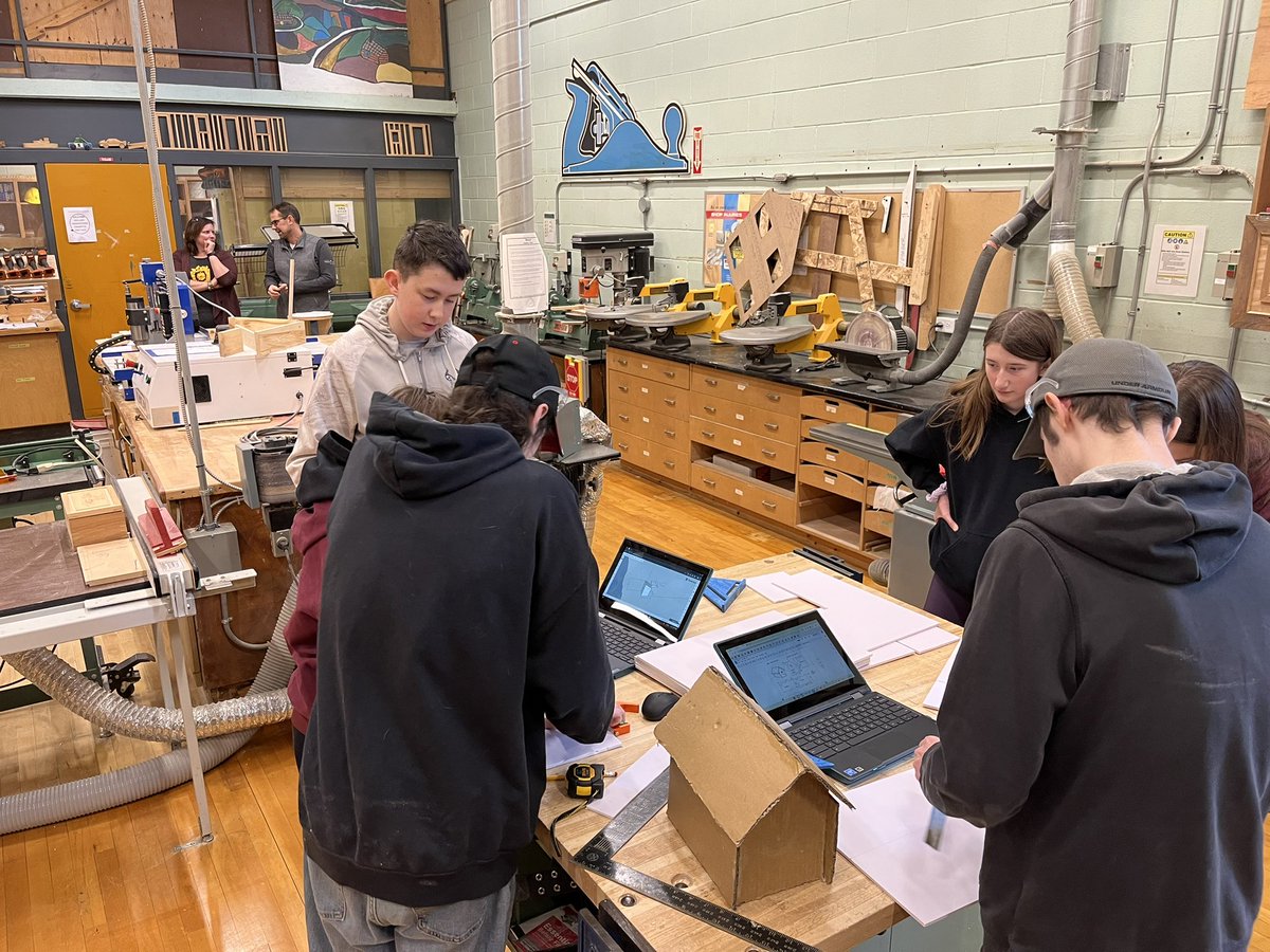 Gr. 8s at <a href="/MCS/">Michael Shafrir</a> get some first hand measurement experience during their #collaboration with the senior Tech Design class. They are building prototypes for their #EFC board -wide project. Great work seniors! Looking forward to the upcoming builds…