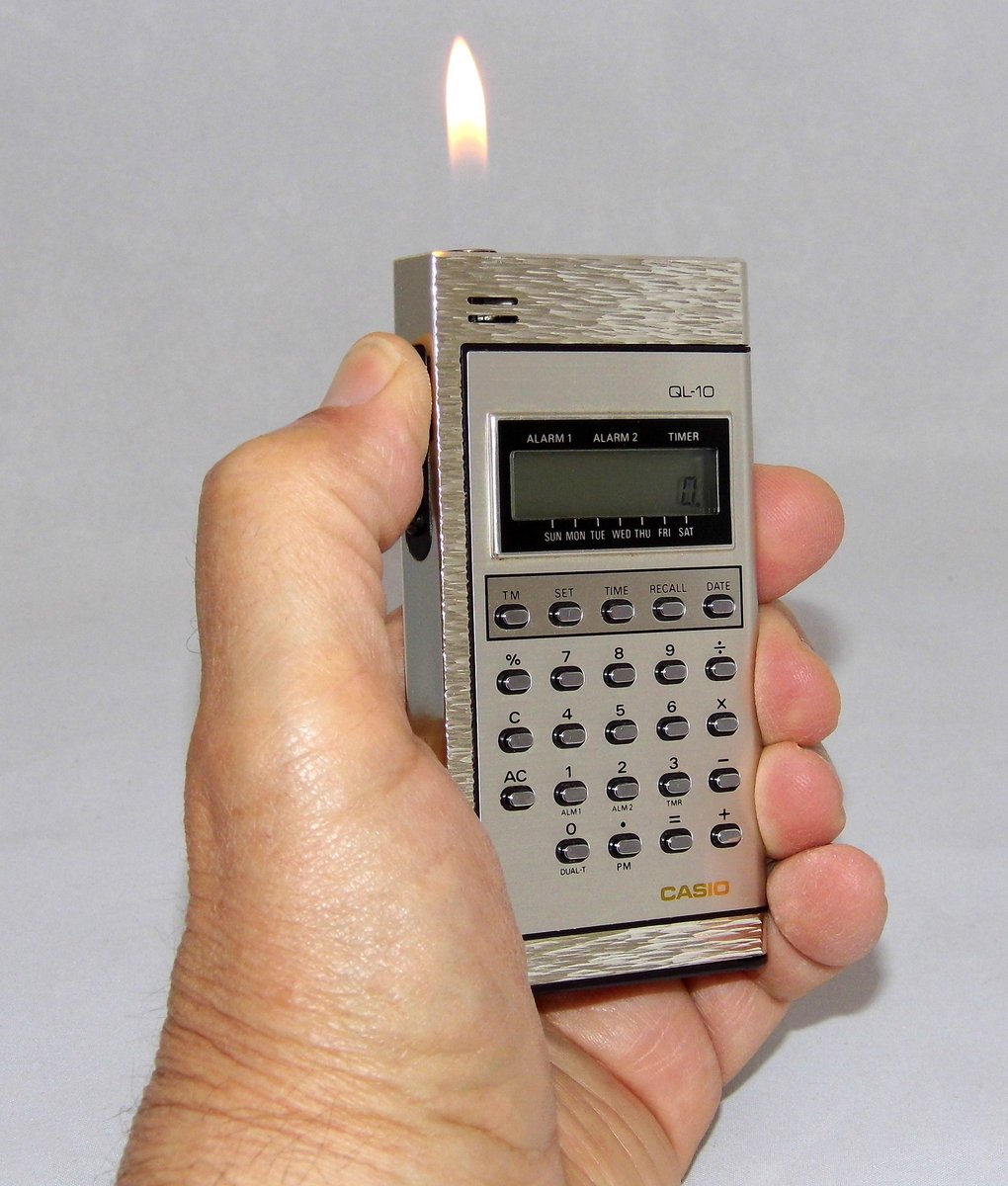 In 1979, Casio made a pocket calculator that doubled as a cigarette lighter, also known as the ‘calculighter’. [📷: Joe Haupt]