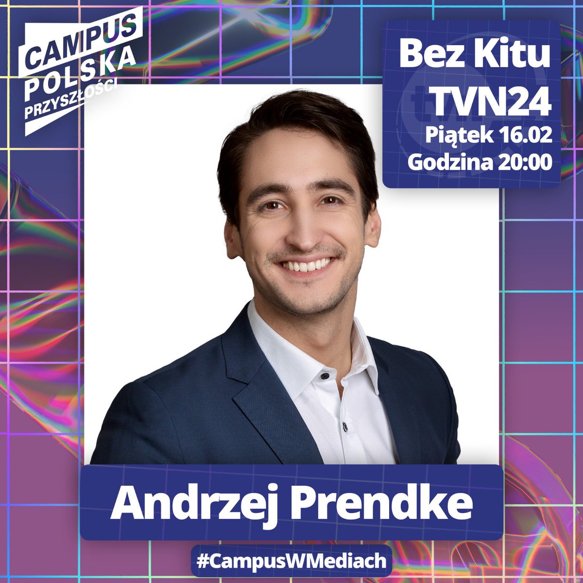 Już dzisiaj o 20 @A_Prendke będzie reprezentować Campus w programie Bez Kitu! Zapraszamy do oglądania!😍