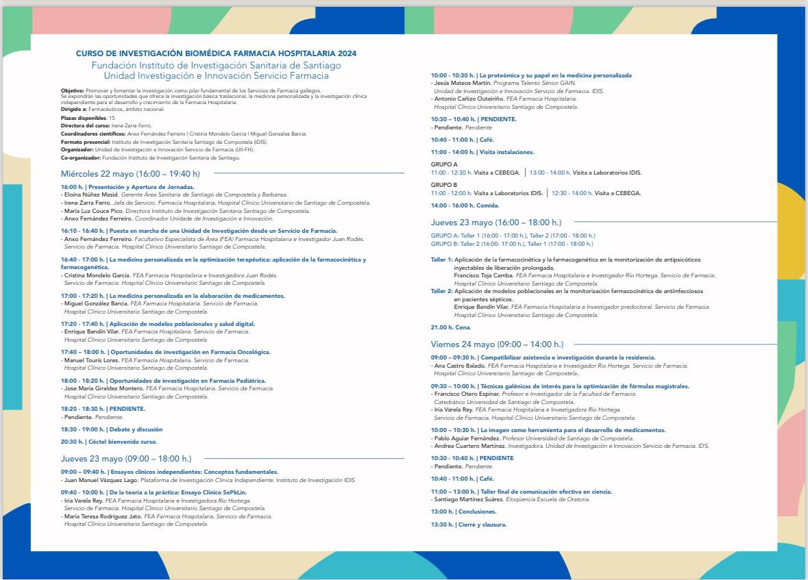 🆕Tal y como prometimos aquí tenéis el programa del III curso #IBFH ‼️

📋Inscripción a partir del próximo 21 de febrero a las 10h : cutt.ly/iwVMWeiq

⚠️Plazas muy limitadas! No te quedes sin la tuya! Te esperamos en <a href="/Farmachuslab/">FarmaCHUSLab</a>! 🔎