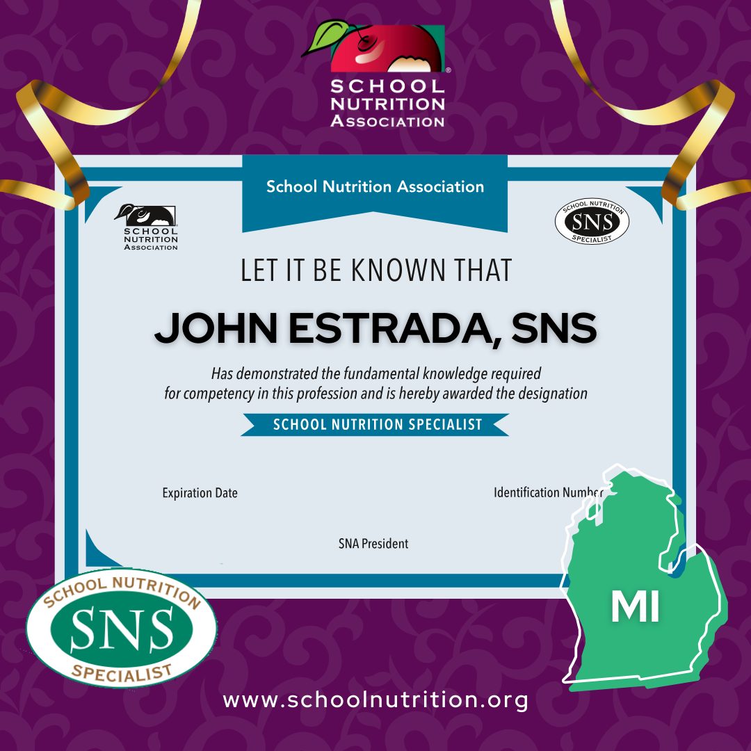 Our program Director John Estrada earned his SNS credentials! 🥳🍏 His dedication to the nutrition team and students of @WarrenWoodsPS is evident by this milestone. 👏

This rigorous exam dives into the complexities of #schoolnutrition and we are so thankful for his commitment!
