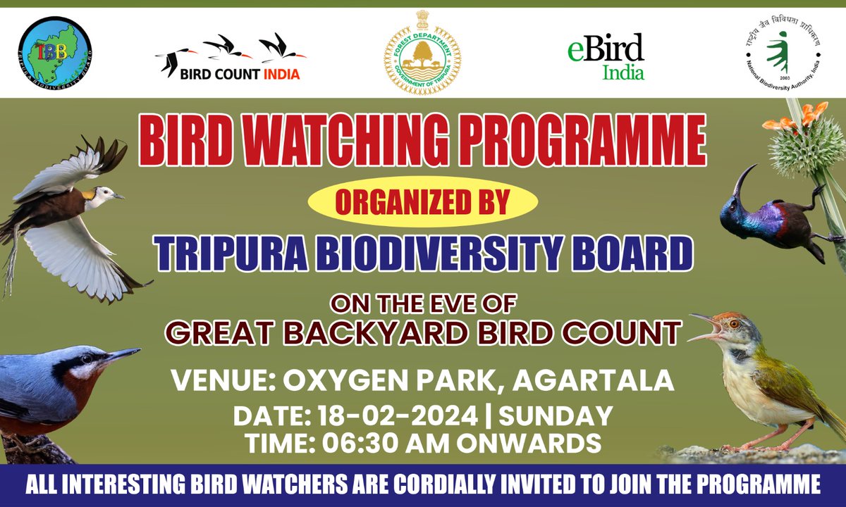 Bird Watching Programme organised by Tripura Biodiversity Board. <a href="/PMOIndia/">PMO India</a> <a href="/mygovindia/">MyGovIndia</a> <a href="/mygovtripura/">MyGov Tripura</a> <a href="/moef/">Moe</a> <a href="/JKSinhaIAS/">Jitendra Kumar Sinha</a> #birdwatching #birds