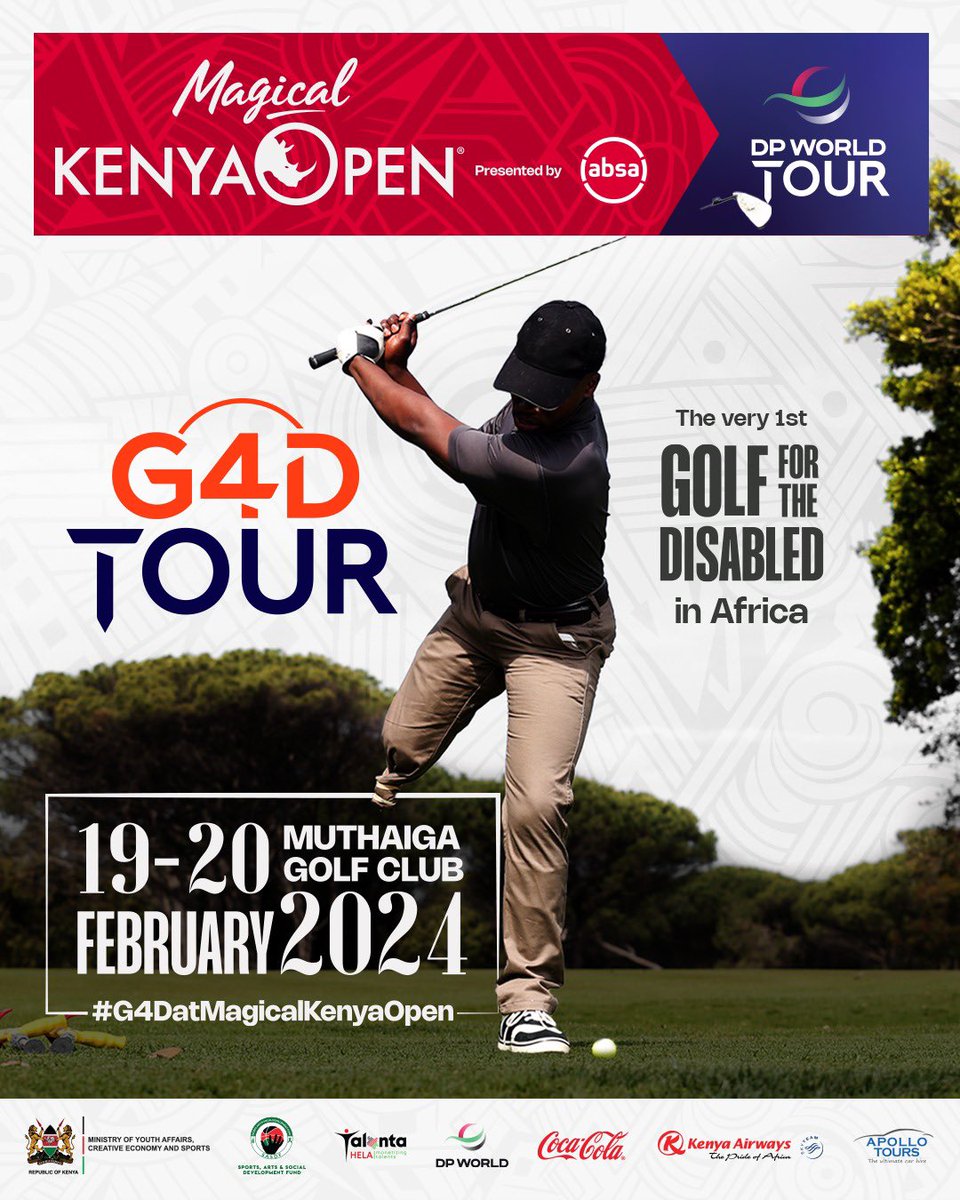 Kenya makes history! 🇰🇪 This February, witness the DP World Tour debut in Africa with the Magical Kenya Open at Muthaiga Golf Course. ⛳️ Witness world-class golf from 19th-20th Feb with the prize-giving on 20th. #MKO2024 #MKOG4D #HistoryInTheMaking #DPWorldTour