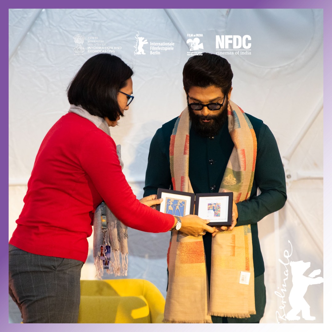 nfdcindia's tweet photo. A special interaction with the National Film Award-winning Actor and popular star Allu Arjun this morning at the Film in India Breakfast Networking Session where he speaks about the beauty and uniqueness of Indian Cinema and expresses his pride in representing India at Berlinale! https://t.co/TtSQx0xj3K