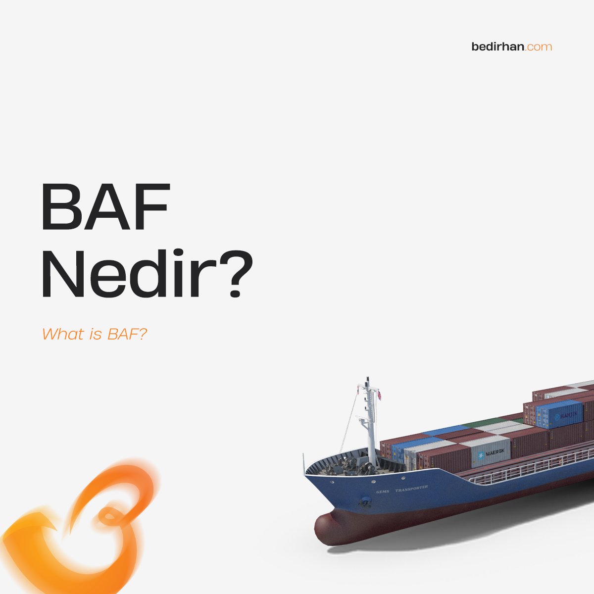 bedirhanlogist's tweet photo. BAF, yani Bunker Adjustment Factor, gemi yakıt fiyatlarındaki değişikliklere bağlı olarak navlun ücretlerine eklenen bir ayarlamadır. Bu, lojistik maliyetlerinizi petrol fiyatlarındaki dalgalanmalardan korur. https://t.co/mT8xGRTKAV
