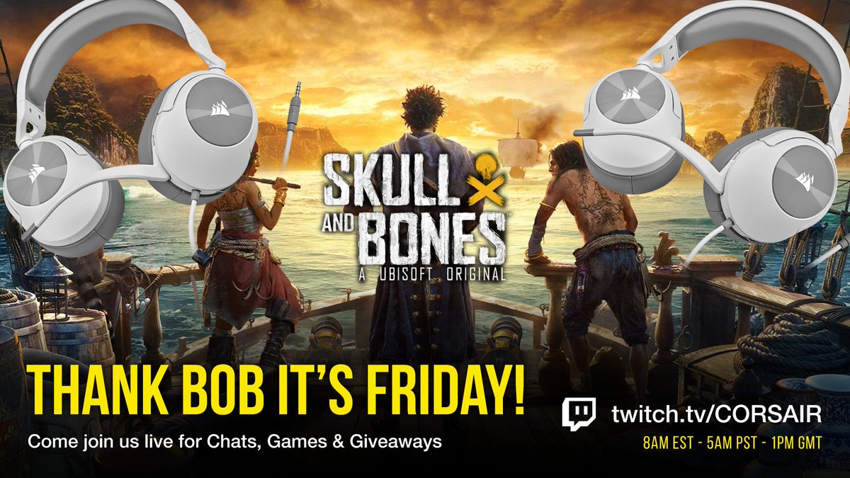 CORSAIR's tweet photo. Join @BobDuckNWeave as he ventures out into the seas on @skullnbonesgame to see if he can manage to snag a Corsair while streaming on the @CORSAIR channels!
 
Expect games, giveaways &amp; probably a lot of explosions on our Twitch &amp; YouTube!
 
/CORSAIR https://t.co/iMJhHLbqff