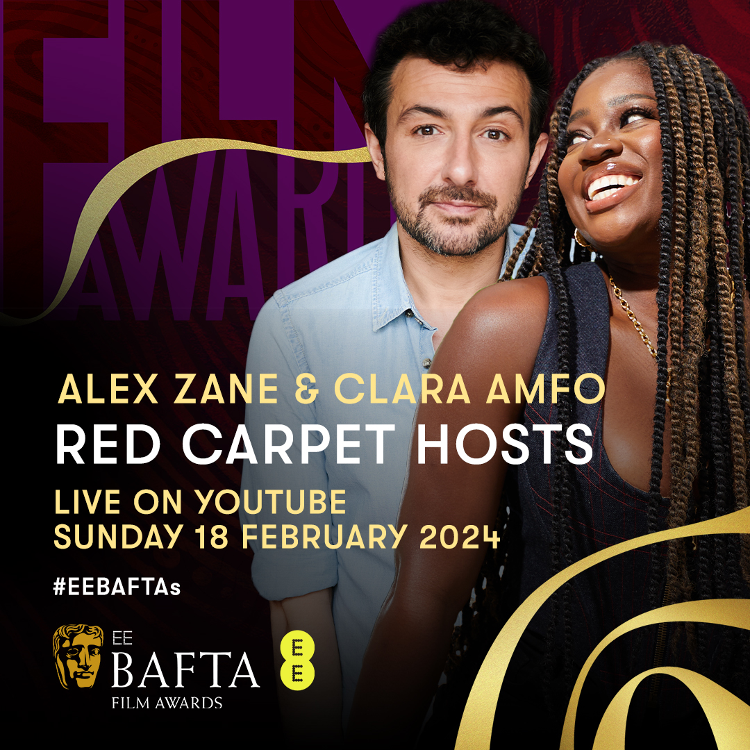 BAFTA's tweet photo. As we get closer to the big night, here’s a reminder of where you can get your #EEBAFTAs fix this Sunday!

Watch the Official Red Carpet Show with Clara Amfo and Alex Zane at 3pm GMT here on X or on:

YouTube 👉 https://t.co/7UGHoXv6Z8
Facebook 👉 https://t.co/x9TVPUHifJ https://t.co/87Tz0AU4Q5