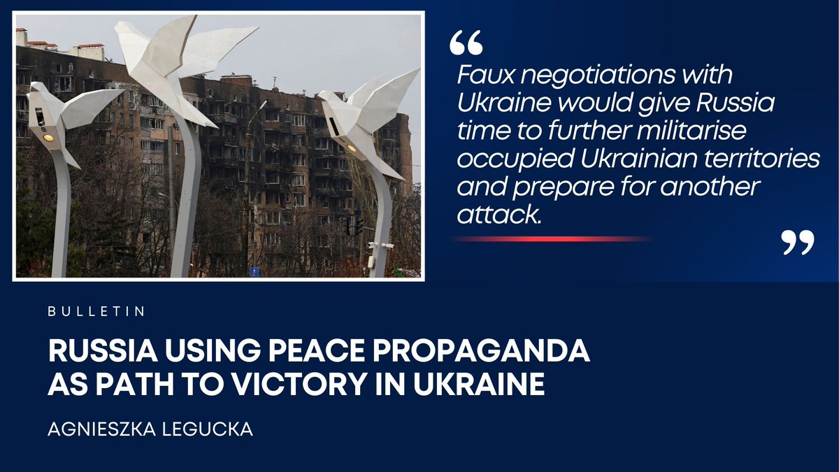 By declaring its willingness to talk, #Russia does not see negotiations as a way to peace. For Russia, it is the way to complete victory in #Ukraine. Read more from @ALegucka. ➡️ tiny.pl/dq7k7