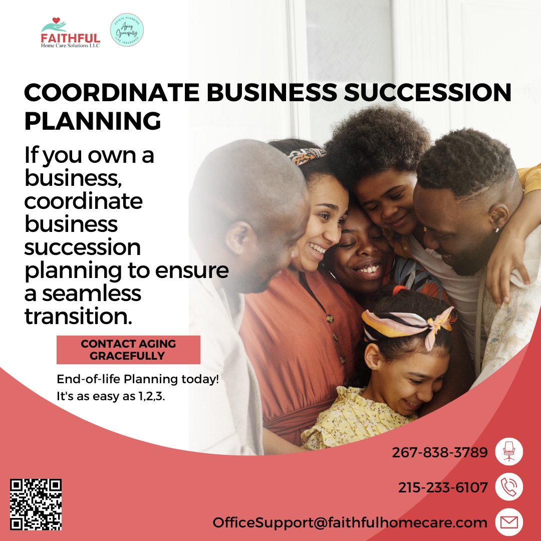 🏢 Secure your business legacy! 

🔄 Coordinate succession planning to guarantee a smooth transition and continuity for your entrepreneurial vision. 💼

#BusinessSuccession #LegacyBusiness #EstatePlanning #AgingGracefully #EmbracingThefuture #AgeWithDignityAndGrace