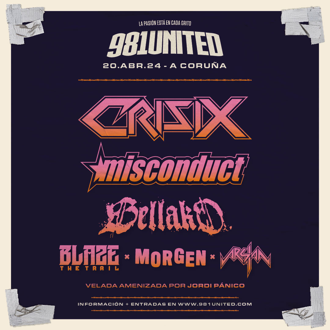 981UNITED 2024
🔥20.ABR.24🔥

𝐌𝐈𝐒𝐂𝐎𝐍𝐃𝐔𝐂𝐓 + 𝐂𝐑𝐈𝐒𝐈𝐗 + BELLAKO + BLAZE THE TRAIL + MORGEN + ARSIAN

🚨 Información y entradas a la venta en los próximos días 🚨