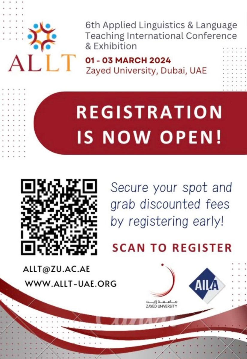 ALLTGulf's tweet photo. Grab the discounted rate ...and register now for ALLT 2024!
Registration link: https://t.co/iZsWP82jQT. ae/registration.
Training with keynote speakers: https://allt-uae.zu.
https://t.co/Jdy0FasPa8. https://t.co/dRLTgdjsCT