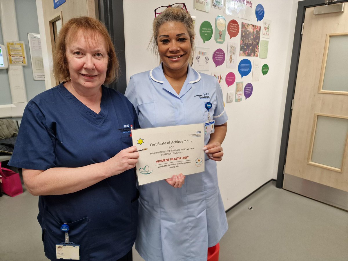 Congratulations to Womens Health Unit for achieving the most improved FFT response rates within the Outpatient Division for January. Well done everyone. @SusieR1 @tracycamps @GraceWall @NicolaFirth6 @GemmaHallTGH @a_cow28 @Sunithamathew8 @jeanette_dowd @JanetCordwell