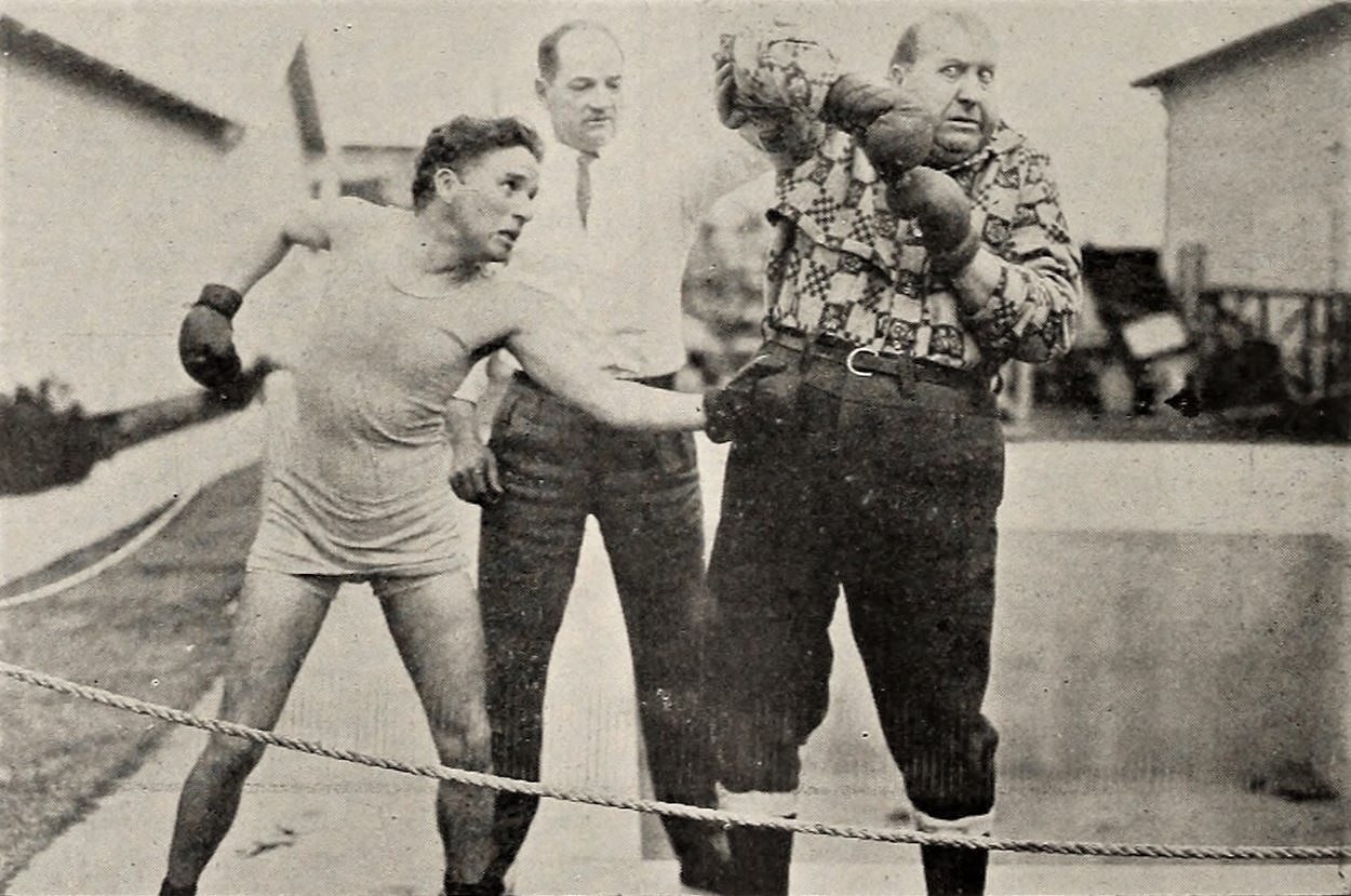 100YearsAgoNews on X Feb. 16 1924 Charlie Chaplin in a mock boxing match against Mack Swain who has been cast as the heavy in his upcoming comedy The Gold Rush. A real